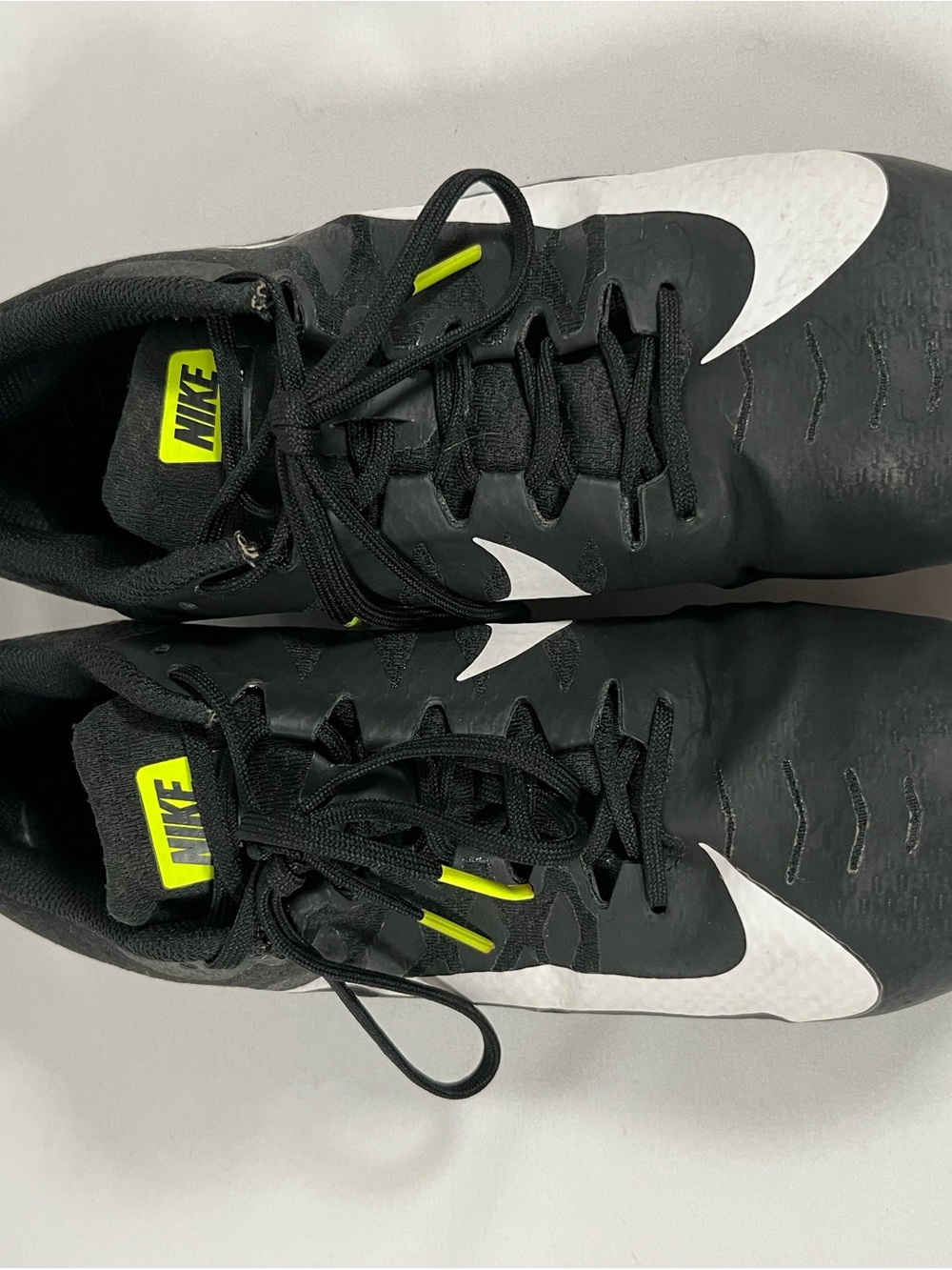 Nike Kids Black and White Sneakers with Neon Yellow Accents